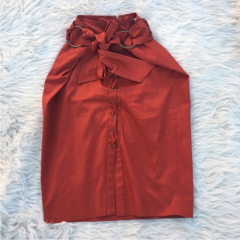 YSL burnt orange skirt